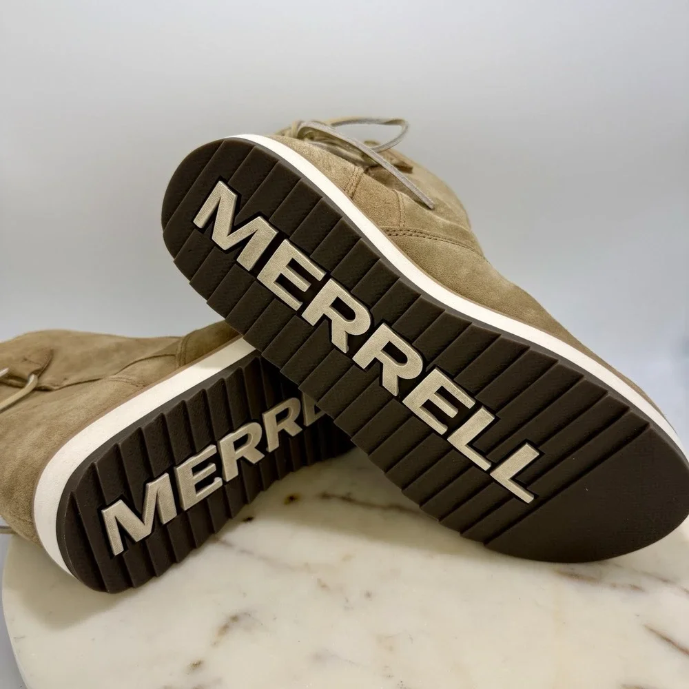 Merrell Juno Bluff Suede Polar Waterproof Booties Women's Size 8 Tan